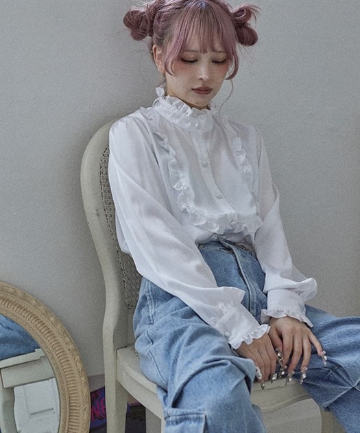 サテンフリルリボンブラウス | レディース服・レディース