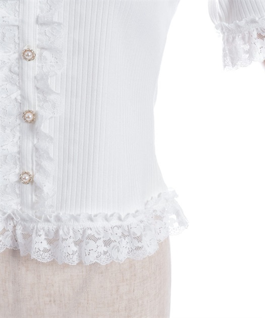 フリルレースリブトップス | axes femme | axes femme online shop フリルレースリブトップス | axes femme | axes femme online shop