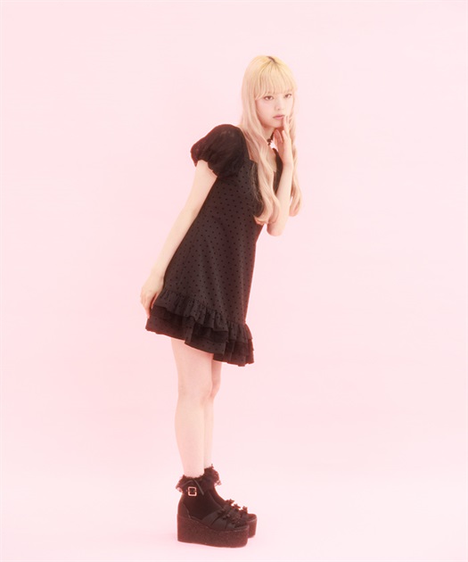 極美品♡ボーダーズ♡カフスワンピース 七分丈パール襟付きカフスデザインニット【ネコポスOK】【8d-831