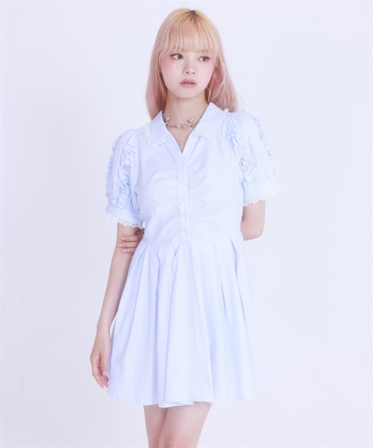 ラッフルレースシャツワンピース【予約】 | レディース服
