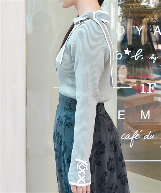 ショルダーリボンニット【期間限定価格】 | 衣料 | axes femme ショルダーリボンニット【期間限定価格】 | 衣料 | axes femme