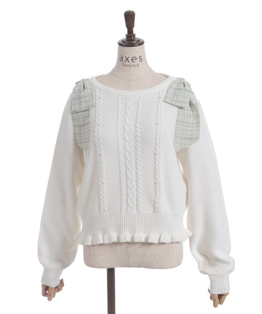 チェックシフォンリボンニット | axes femme online shop