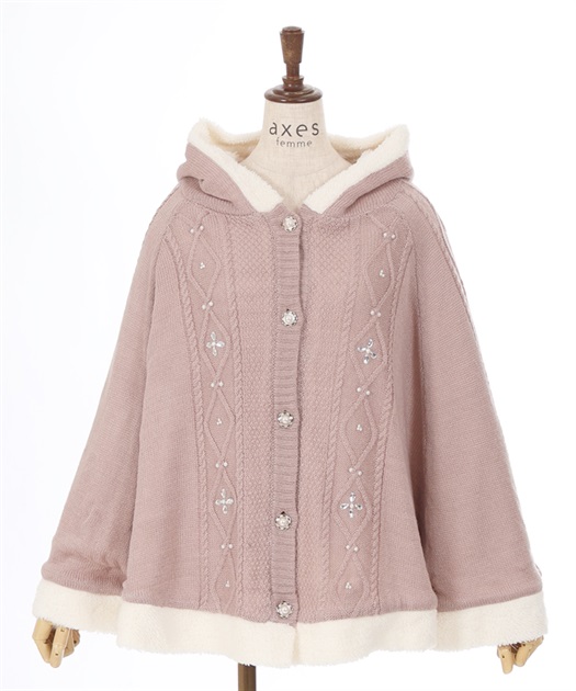ビジュー裏ボアニットポンチョ | axes femme | axes femme ビジュー裏ボアニットポンチョ | axes femme | axes femme