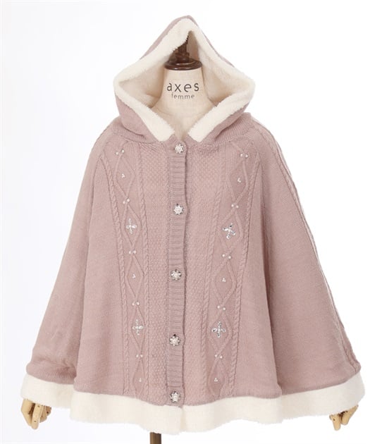 ビジュー裏ボアニットポンチョ | axes femme | axes femme ビジュー裏ボアニットポンチョ | axes femme | axes femme
