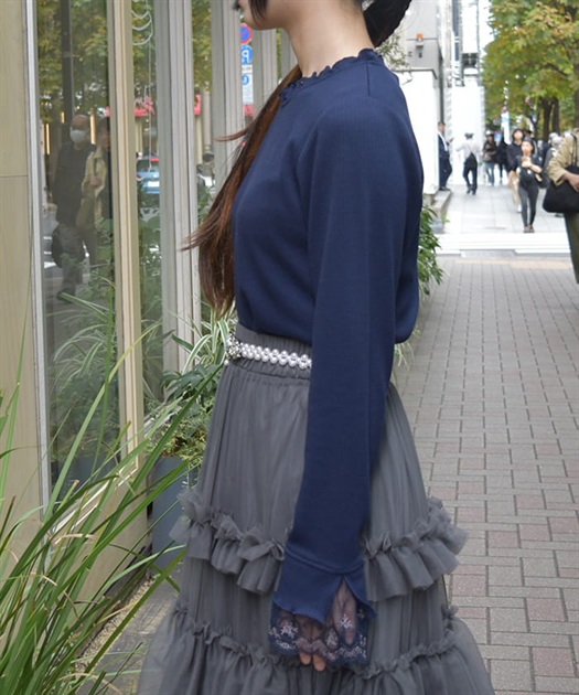 カラーチュールレースリブプルオーバー | axes femme | axes カラーチュールレースリブプルオーバー | axes femme | axes