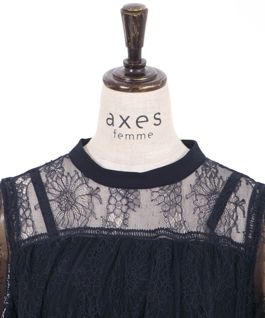 レース切替ロングドレス | axes femme | axes femme online shop