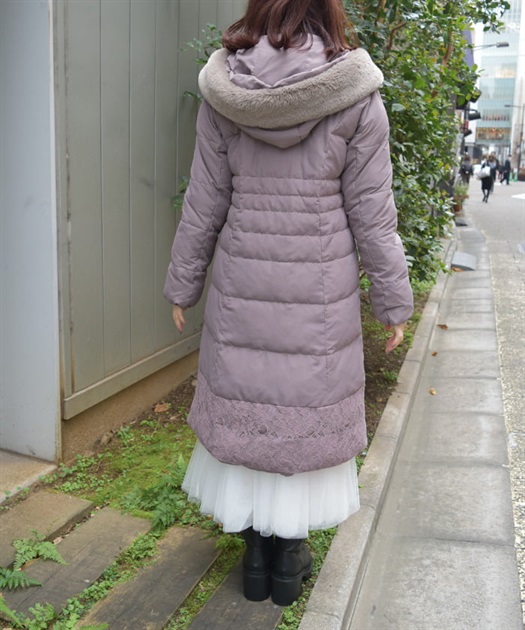 裾レースロングダウンコート | outlet | axes femme online shop 裾レースロングダウンコート | outlet | axes femme online shop