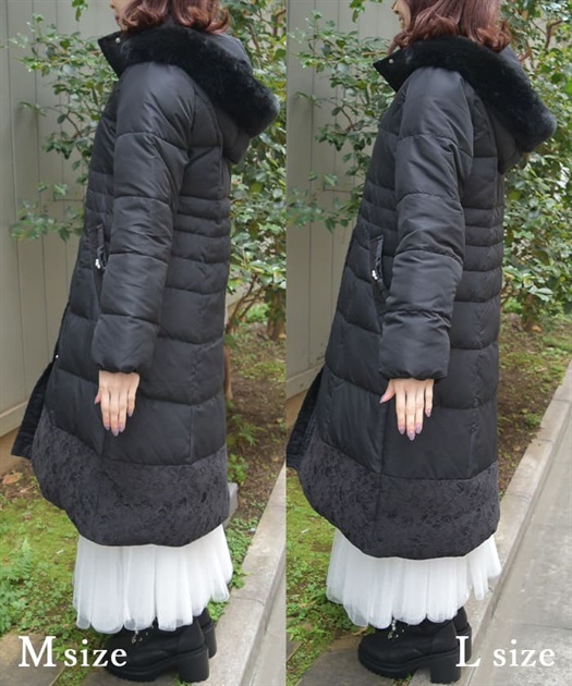 裾レースロングダウンコート | outlet | axes femme online shop 裾レースロングダウンコート | outlet | axes femme online shop