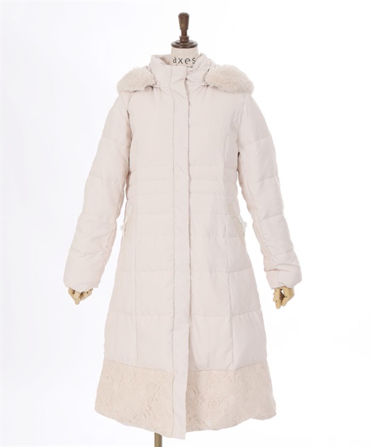 裾レースロングダウンコート【10%OFF対象商品】 | axes femme 裾レースロングダウンコート【10%OFF対象商品】 | axes femme