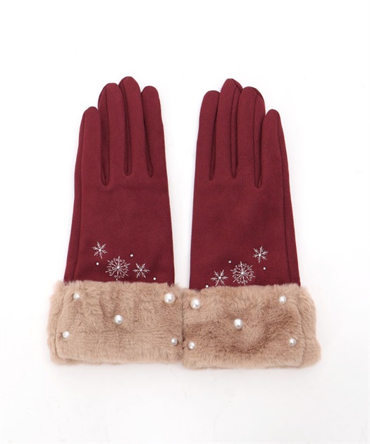 雪刺繍×パールファー手袋【期間限定価格】 | axes femme | axes 雪刺繍×パールファー手袋【期間限定価格】 | axes femme | axes
