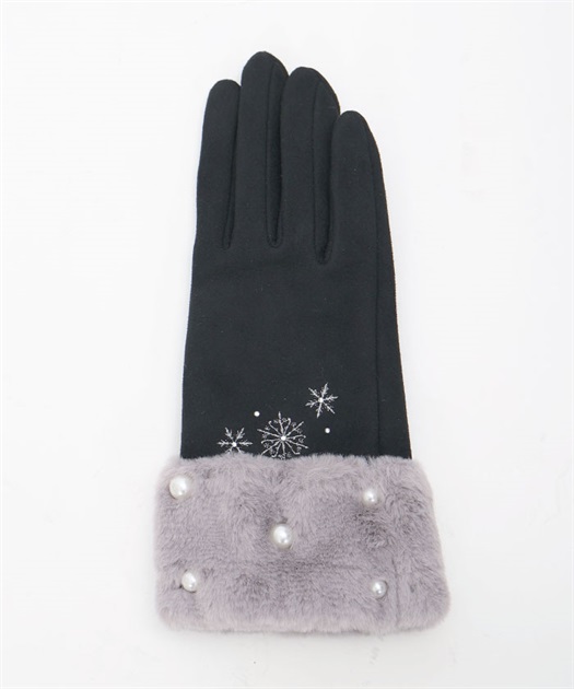 雪刺繍×パールファー手袋【期間限定価格】 | axes femme | axes 雪刺繍×パールファー手袋【期間限定価格】 | axes femme | axes