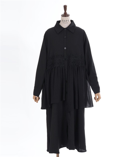 レースフリル重ねシャツワンピース | outlet | axes femme レースフリル重ねシャツワンピース | outlet | axes femme