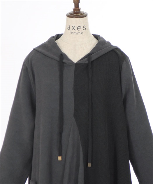 異素材アシメパーカーワンピース | レディース服・レディース 異素材アシメパーカーワンピース | レディース服・レディース