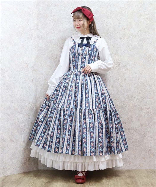 ストライプローズ柄ジャンスカ | kawaii | axes femme online shop ストライプローズ柄ジャンスカ | kawaii | axes femme online shop