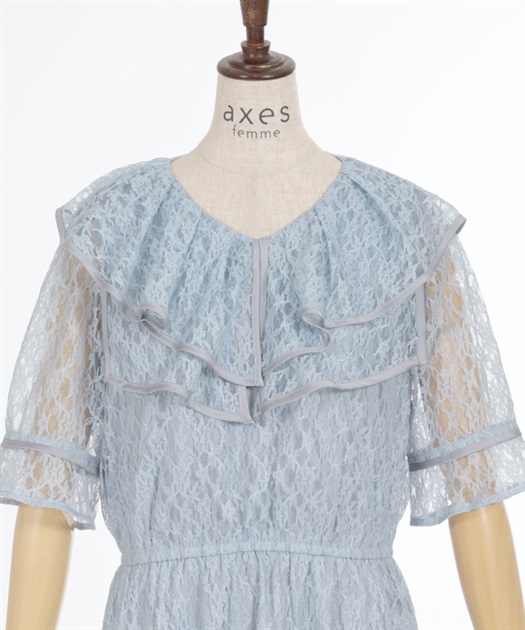 レースプリント配色ローズワンピース | outlet | axes femme