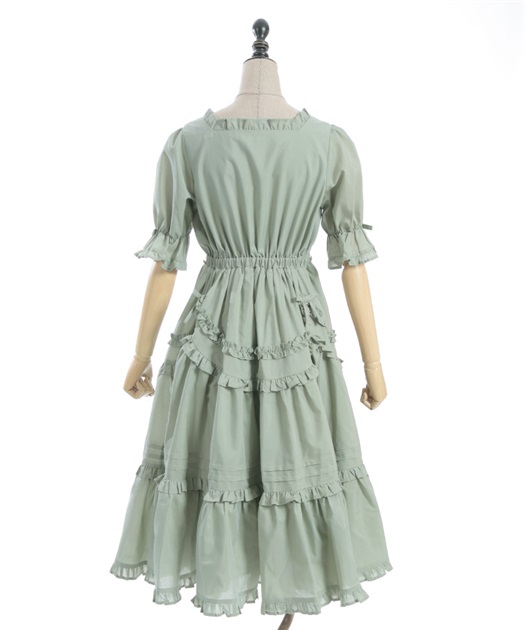 axes femme Chalmiereフリルロングワンピース（グリーン