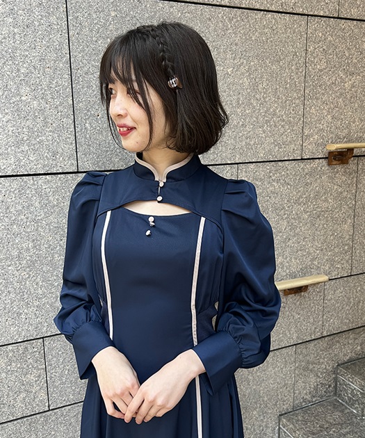 デコルテ開きラインワンピース | outlet | axes femme online shop デコルテ開きラインワンピース | outlet | axes femme online shop