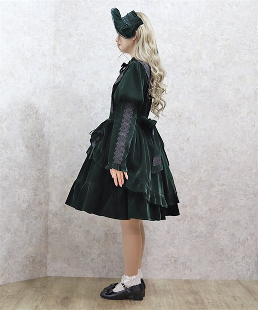 レースベール付きパール飾りバラヘッドドレスス：黒ｼﾌｫﾝ×黒ﾚｰｽ