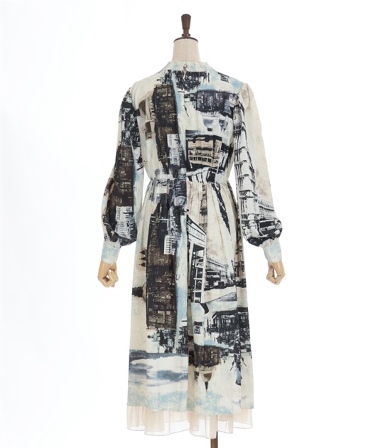 パッチワーク街柄ワンピース | outlet | axes femme online shop