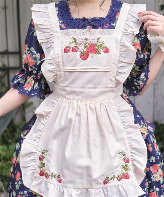 クラシックベリー刺繍エプロン | kawaii | axes femme online shop クラシックベリー刺繍エプロン | kawaii | axes femme online shop