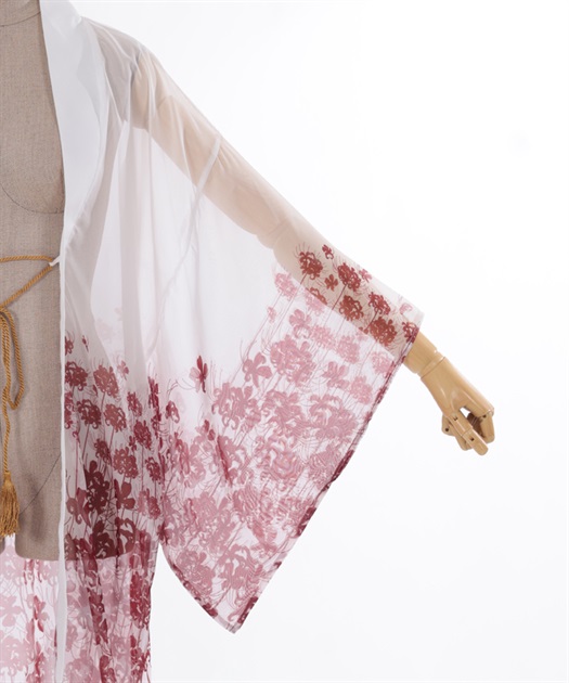 彼岸花柄シアー着物風羽織【Web限定商品】【期間限定販売 彼岸花柄シアー着物風羽織【Web限定商品】【期間限定販売