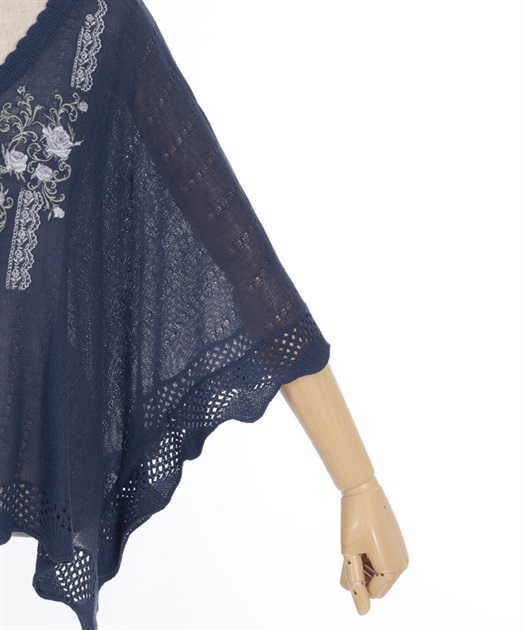 レース×ローズ刺繍ポンチョ | レディース服・レディース レース×ローズ刺繍ポンチョ | レディース服・レディース