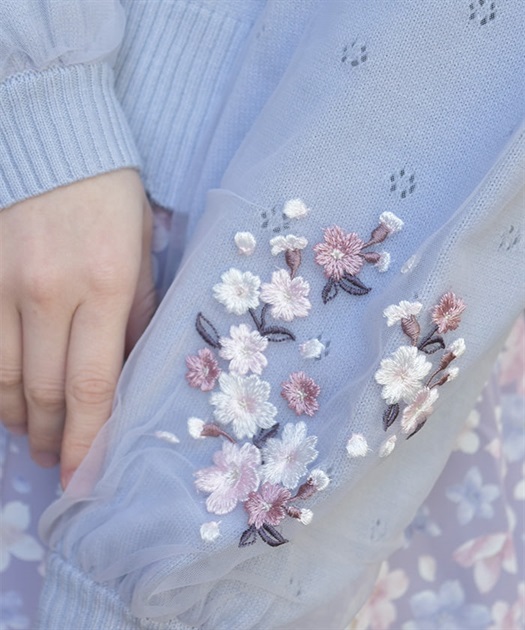 サクラ刺繍チュール袖カーディガン | レディース服・レディース サクラ刺繍チュール袖カーディガン | レディース服・レディース