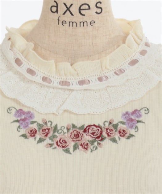 バラの花刺繍レース切替プルオーバー | レディース服 バラの花刺繍レース切替プルオーバー | レディース服