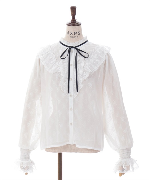 レース×シフォンフリルブラウス【期間限定価格】 | axes femme レース×シフォンフリルブラウス【期間限定価格】 | axes femme