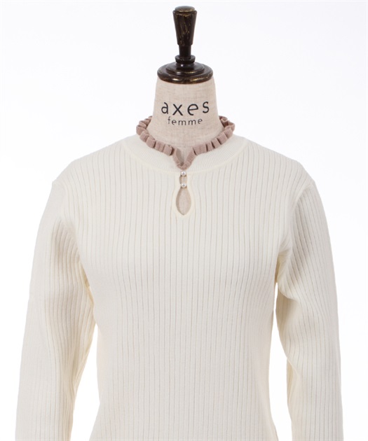 バイカラーフリルニットプルオーバー | outlet | axes femme online shop 