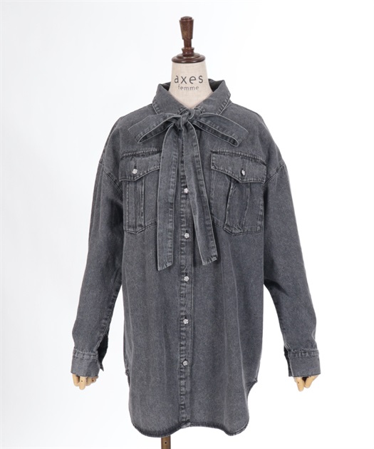 リボンセットデニムシャツ | outlet | axes femme online shop リボンセットデニムシャツ | outlet | axes femme online shop