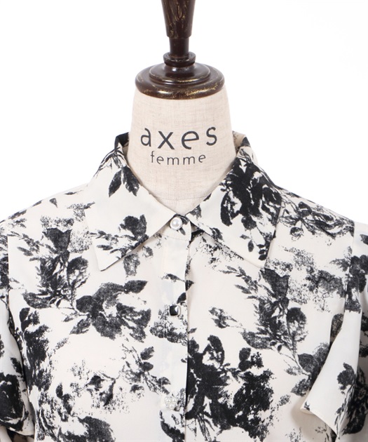 アソート釦花柄フレアブラウス | outlet | axes femme online shop