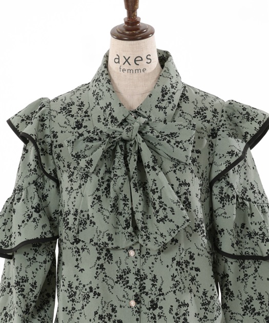 リボン付きフリル袖ブラウス | outlet | axes femme online shop リボン付きフリル袖ブラウス | outlet | axes femme online shop