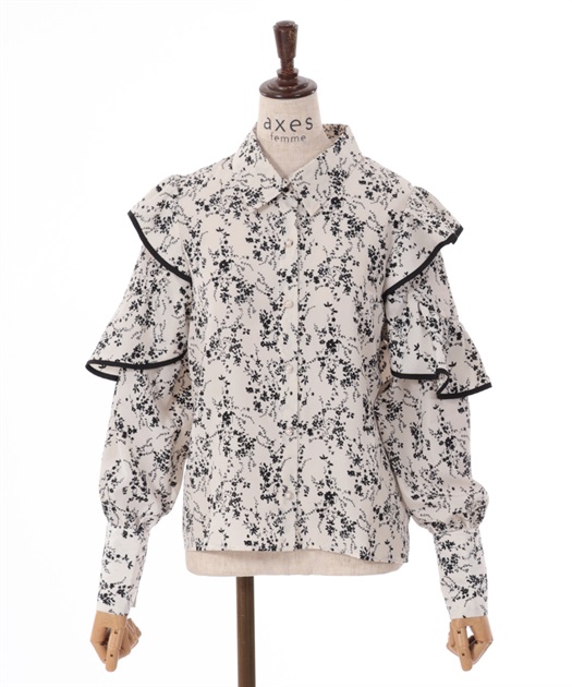 リボン付きフリル袖ブラウス | outlet | axes femme online shop