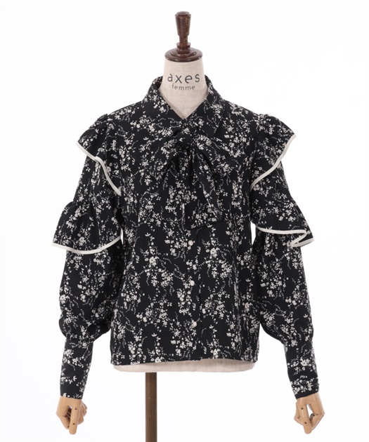 リボン付きフリル袖ブラウス | outlet | axes femme online shop リボン付きフリル袖ブラウス | outlet | axes femme online shop