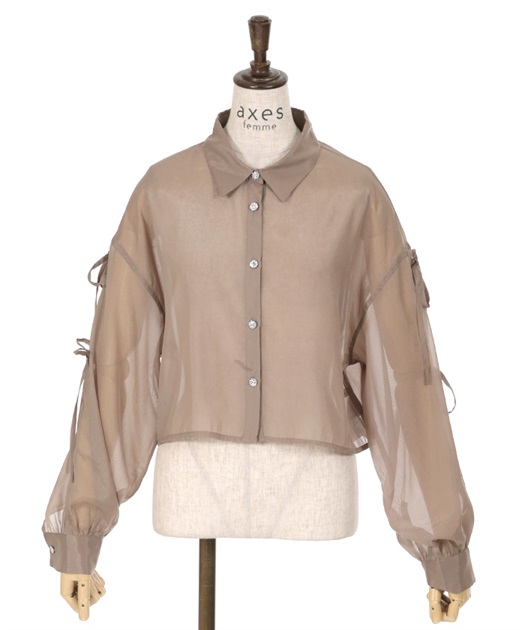 リボン付ラメシアーシャツ | outlet | axes femme online shop リボン付ラメシアーシャツ | outlet | axes femme online shop