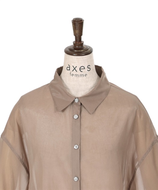 リボン付ラメシアーシャツ | outlet | axes femme online shop リボン付ラメシアーシャツ | outlet | axes femme online shop