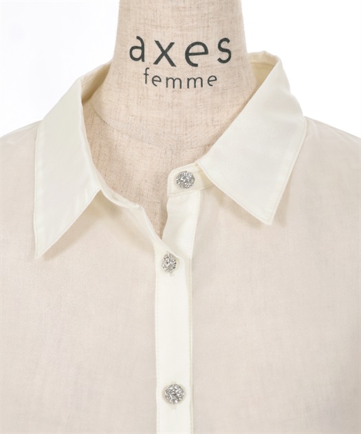 リボン付ラメシアーシャツ | outlet | axes femme online shop リボン付ラメシアーシャツ | outlet | axes femme online shop