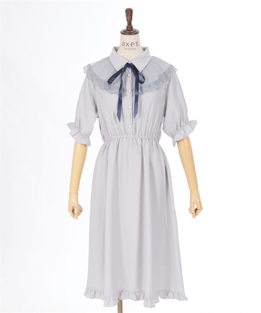 チュール×レース襟ワンピース | outlet | axes femme online shop