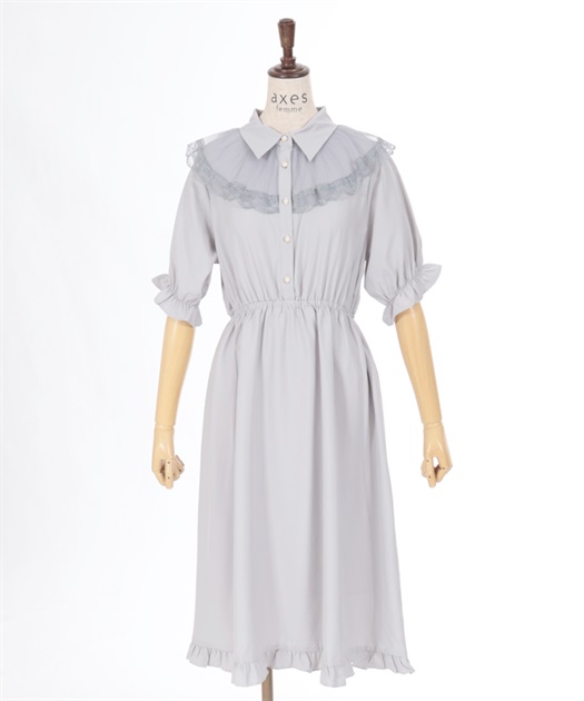 チュール×レース襟ワンピース | outlet | axes femme online shop