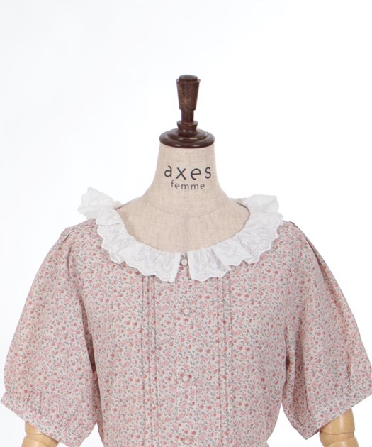 レース襟付き小花柄ワンピース【期間限定価格】 | outlet | axes レース襟付き小花柄ワンピース【期間限定価格】 | outlet | axes