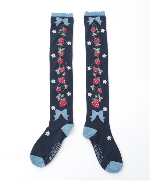 いちご柄オーバーニー | kawaii | axes femme online shop いちご柄オーバーニー | kawaii | axes femme online shop