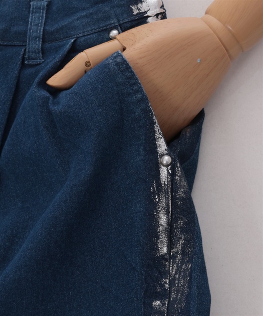 サイドライン箔プリントデニム【期間限定価格】 | outlet | axes