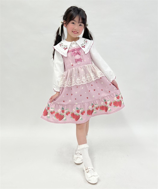 kidsエプロン風いちご柄ジャンスカ | outlet | axes femme kidsエプロン風いちご柄ジャンスカ | outlet | axes femme