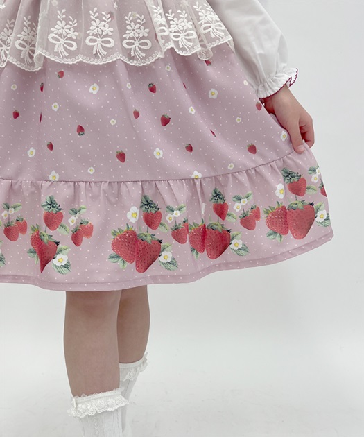 kidsエプロン風いちご柄ジャンスカ | outlet | axes femme kidsエプロン風いちご柄ジャンスカ | outlet | axes femme
