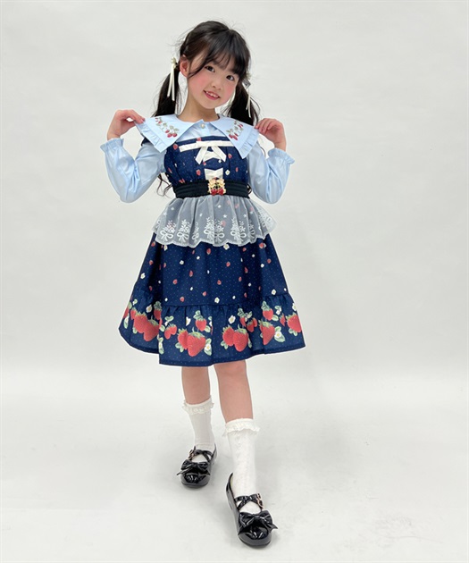 kidsエプロン風いちご柄ジャンスカ | outlet | axes femme kidsエプロン風いちご柄ジャンスカ | outlet | axes femme