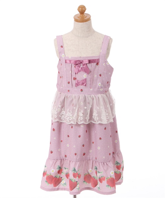 kidsエプロン風いちご柄ジャンスカ | outlet | axes femme kidsエプロン風いちご柄ジャンスカ | outlet | axes femme