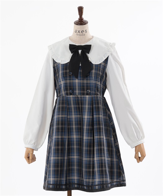 kids襟付きドッキングチェックワンピース | kids -outlet