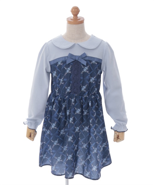リボン×バラ柄切替ワンピース【WEB限定価格】 | kids | axes リボン×バラ柄切替ワンピース【WEB限定価格】 | kids | axes