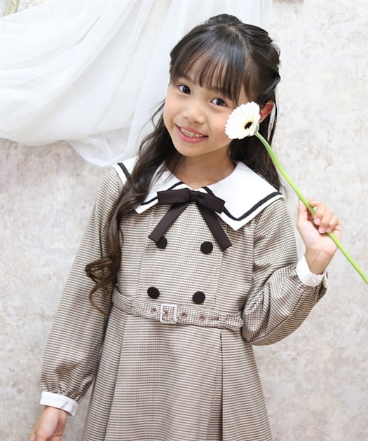 襟付きWボタンワンピース | kids | axes femme online shop 襟付きWボタンワンピース | kids | axes femme online shop